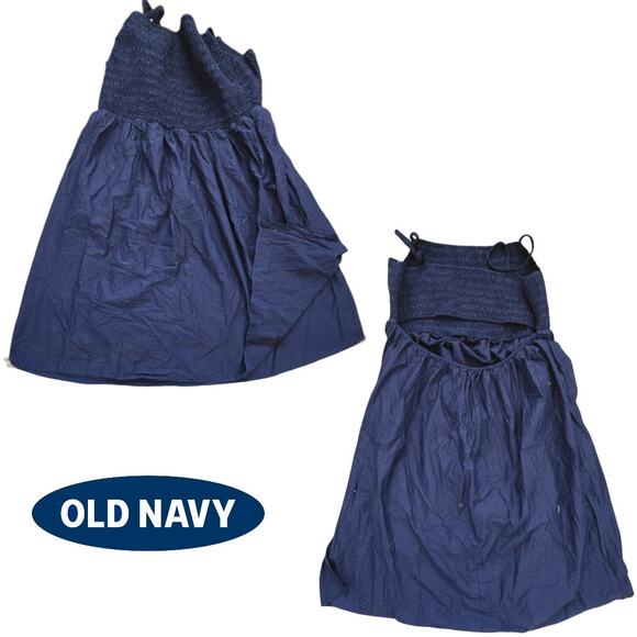 Old Navy Dress Women's Size 3X Navy Midi Cami Cut Out Back Smock Fit and Flare - Picture 4 of 4